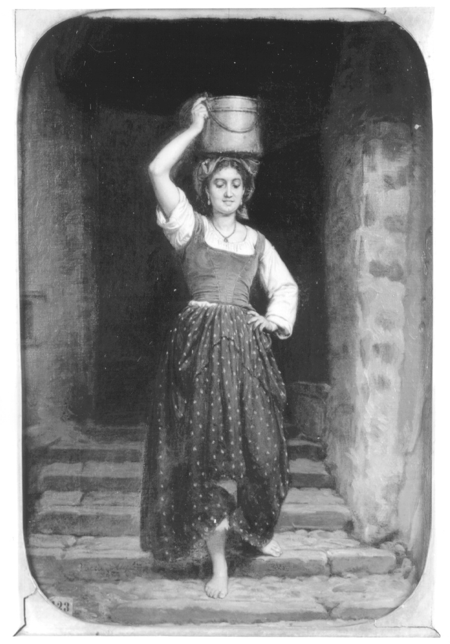 CONTADINA DI RITORNO DAL FONTE, contadina che torna dalla fonte (dipinto, opera isolata) di Vacca Alessandro (terzo quarto sec. XIX)
