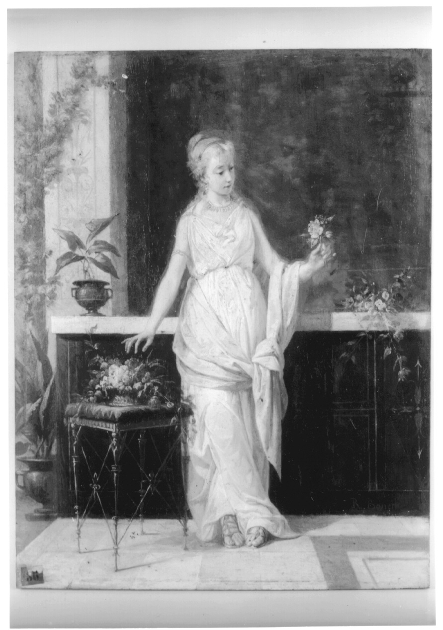 PER LUI, figura femminile (dipinto, opera isolata) di Bonelli Roberto (terzo quarto sec. XIX)