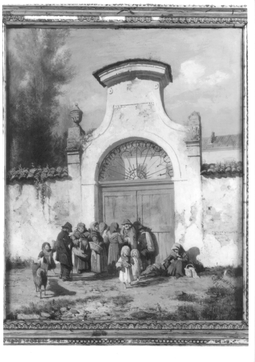 FATTE ELEMOSINA (FATE ELEMOSINA AI POVERELLI), mendicanti (dipinto, opera isolata) di Piacenza Carlo (terzo quarto sec. XIX)