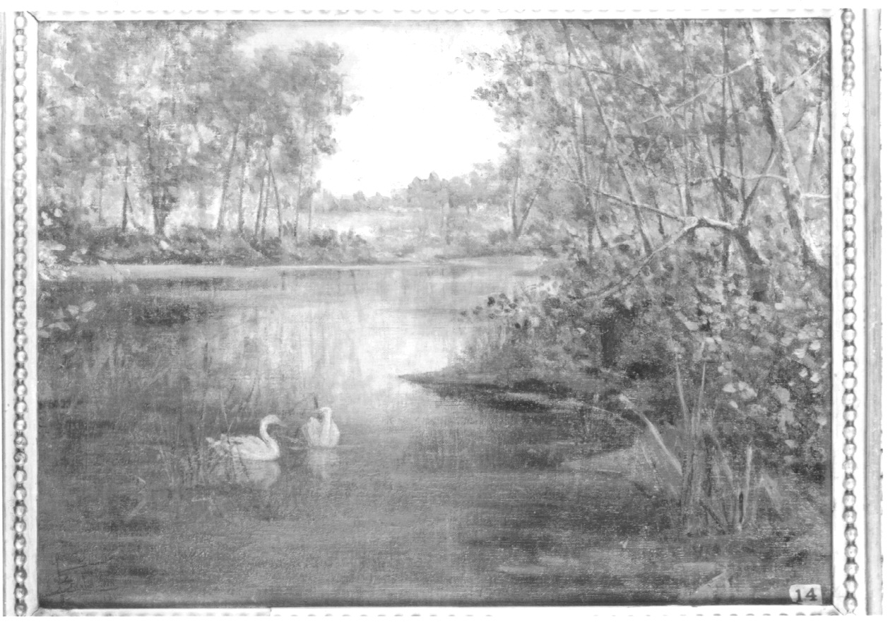 QUIETE, paesaggio lacustre (dipinto, opera isolata) di Barbavara Costantino (ultimo quarto sec. XIX)