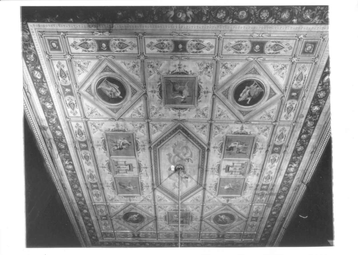 Coppia di figure alate con veli, figura alata (dipinto, complesso decorativo) di Ayres Pietro (secondo quarto sec. XIX)