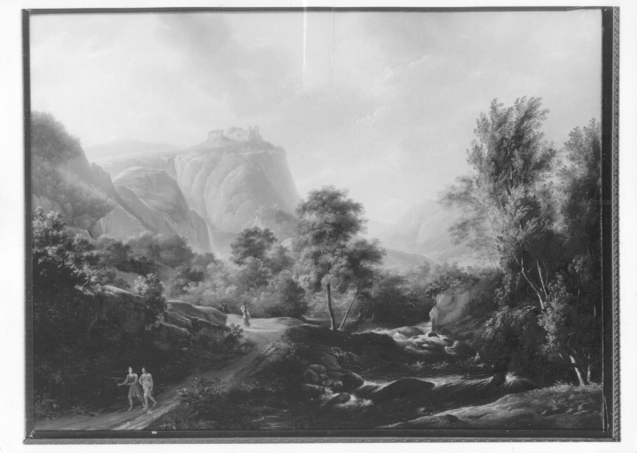 MONTUOSA SITUAZIONE, paesaggio montano (dipinto, opera isolata) di Righini Giuseppe Innocenzo (secondo quarto sec. XIX)