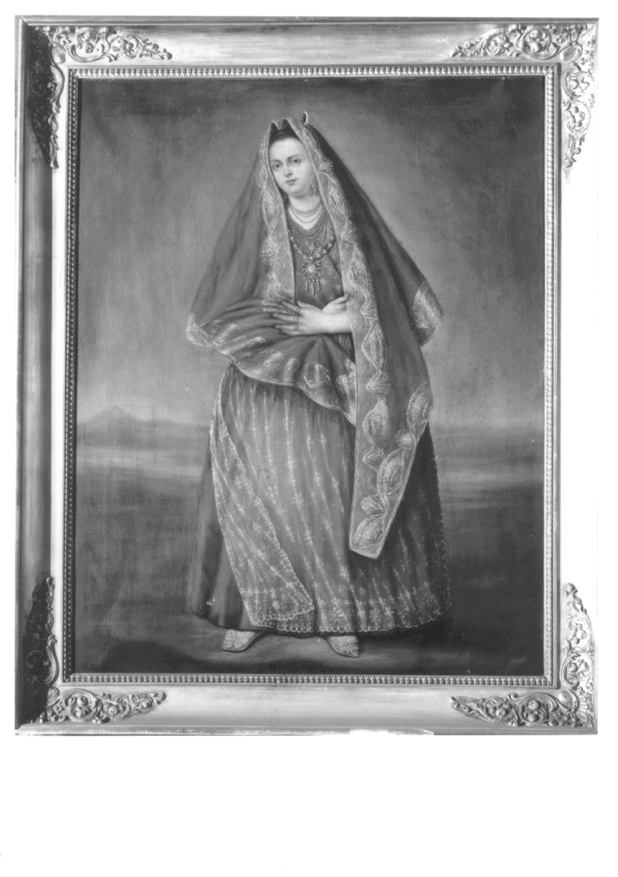 figura femminile in costume sardo (dipinto, opera isolata) di Arui Raffaele (secondo quarto sec. XIX)