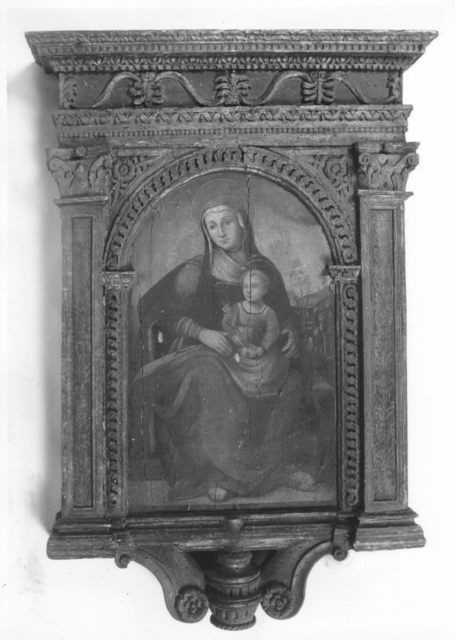 Madonna con Bambino (emblema di confraternita, elemento d'insieme) - ambito italiano (prima metà sec. XVI)