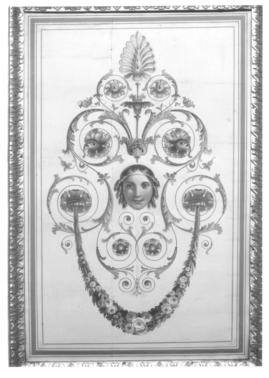 testa con ghirlande (dipinto, elemento d'insieme) di Airaghi Giovanni Battista (secondo quarto sec. XIX)