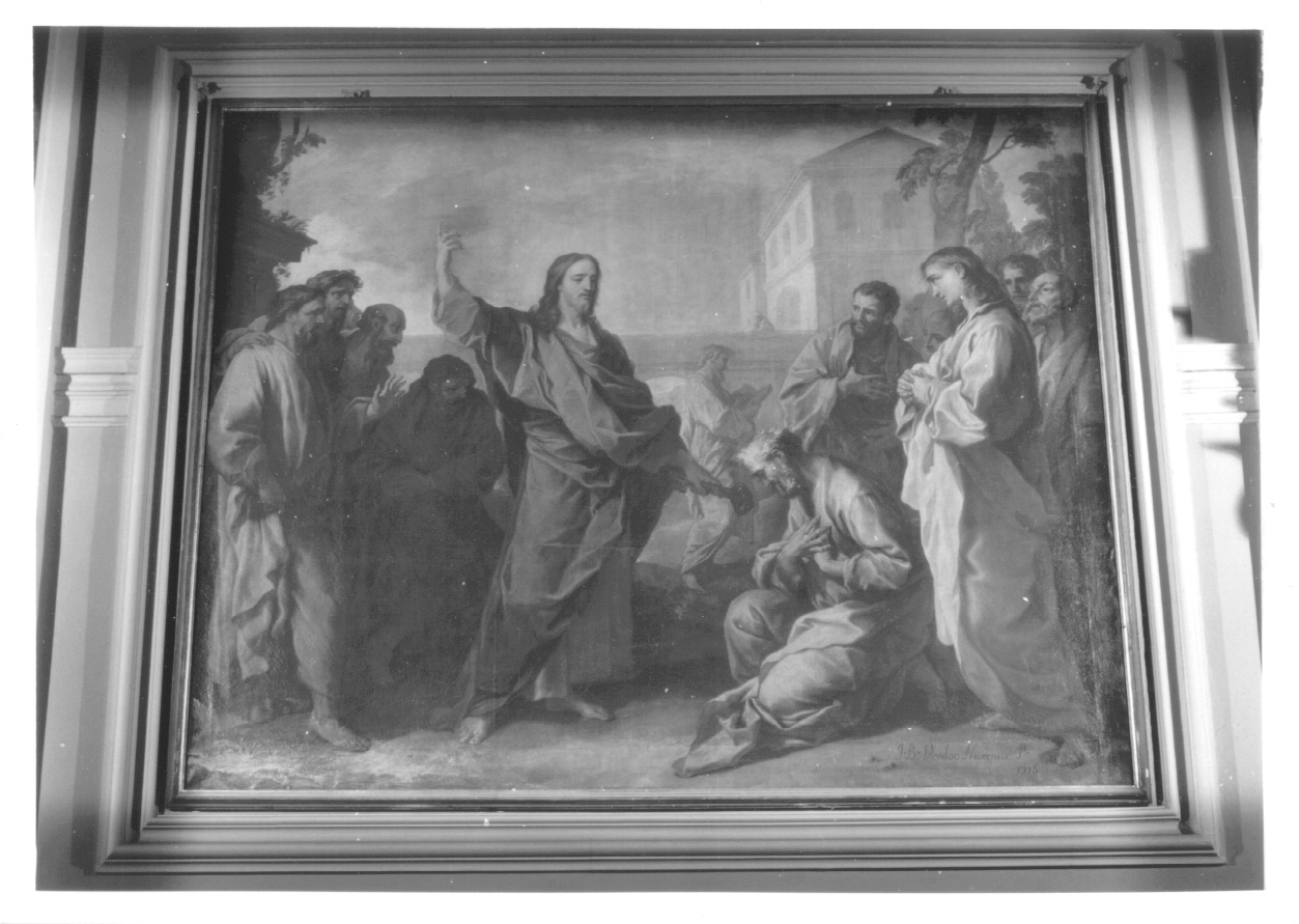 Cristo consegna le chiavi a San Pietro (dipinto, opera isolata) di Van Loo Jean Baptiste (primo quarto sec. XVIII)