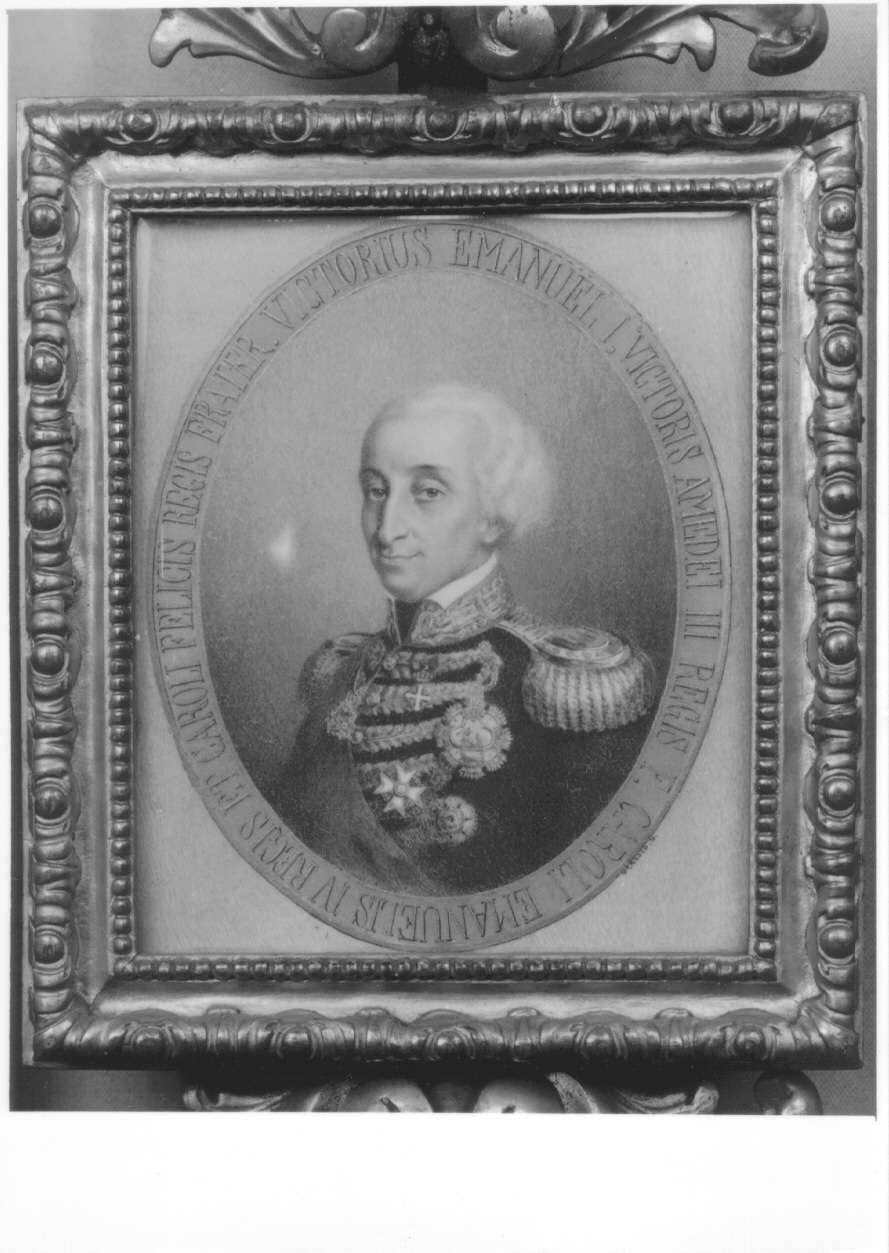 ritratto di Vittorio Emanuele I di Savoia (miniatura, opera isolata) di Grassis Giuseppe (fine/inizio secc. XIX/ XX)