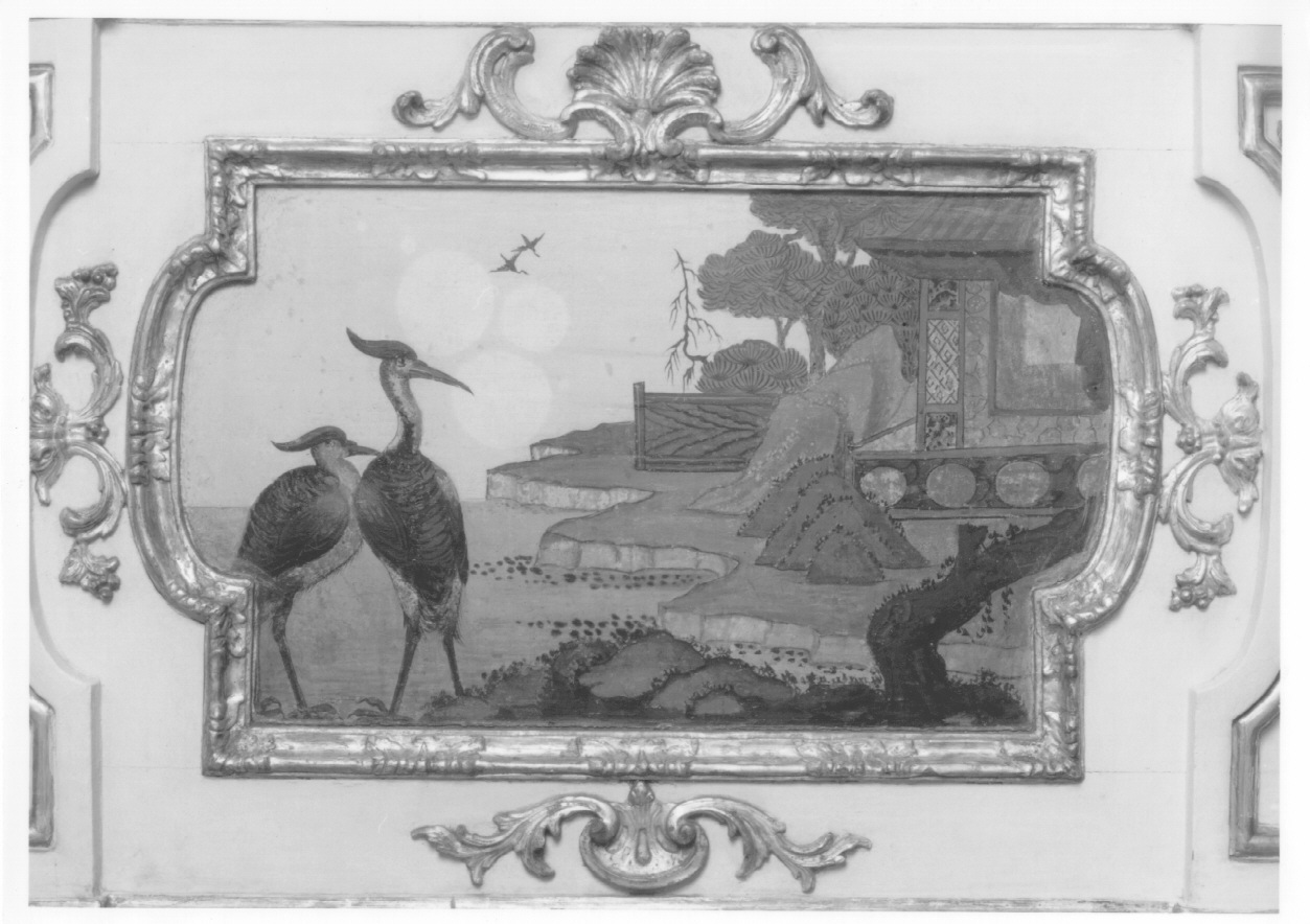 motivi decorativi vegetali con uccelli (dipinto, elemento d'insieme) di Alfieri Benedetto, Massa Pietro (metà sec. XVIII)