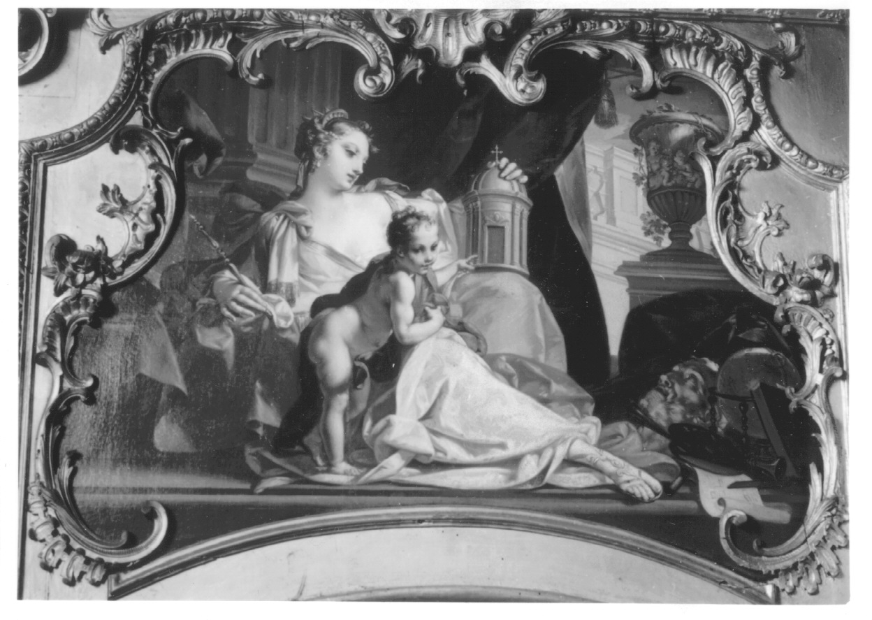 allegoria dell'Europa (sovrapporta, ciclo) di Beaumont Claudio Francesco (metà sec. XVIII)