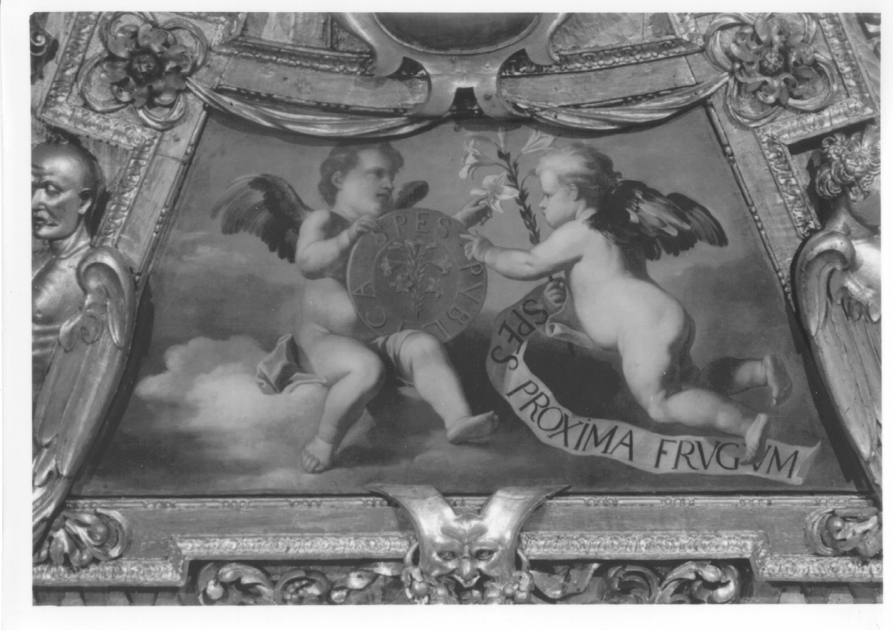 putti alati con imprese (dipinto, ciclo) di Caravoglia Bartolomeo, Prelasca Amanzio (terzo quarto sec. XVII)