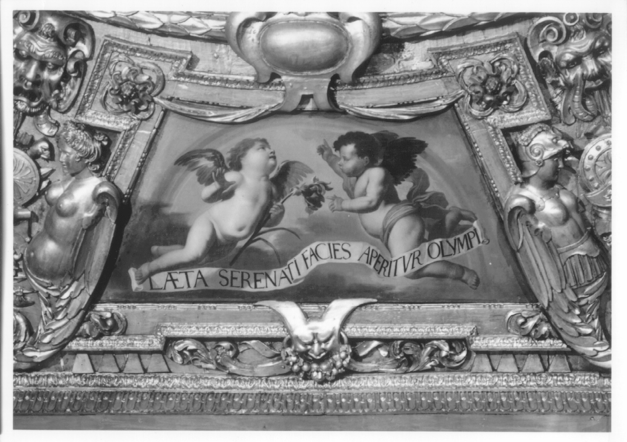 putti alati con imprese (dipinto, ciclo) di Caravoglia Bartolomeo, Prelasca Amanzio (terzo quarto sec. XVII)