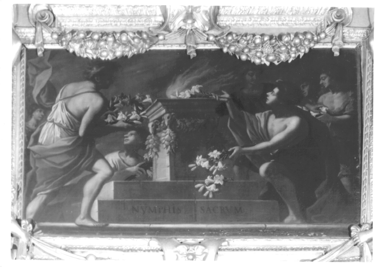 SOPRA UN'ARA GLI AMORI OFFRONO GIGLI ALLE NINFE, allegoria dell'amore (dipinto, ciclo) - ambito piemontese (terzo quarto sec. XVII)