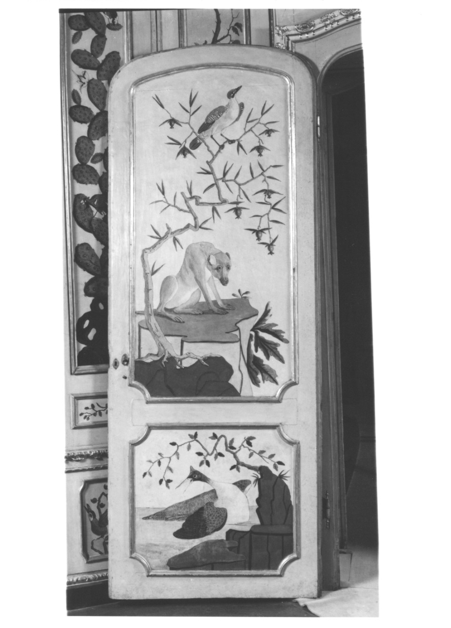 volatili e animali con vegetazione orientaleggiante (porta, elemento d'insieme) di Wehrlin Cristiano - ambito piemontese (terzo quarto sec. XVIII)