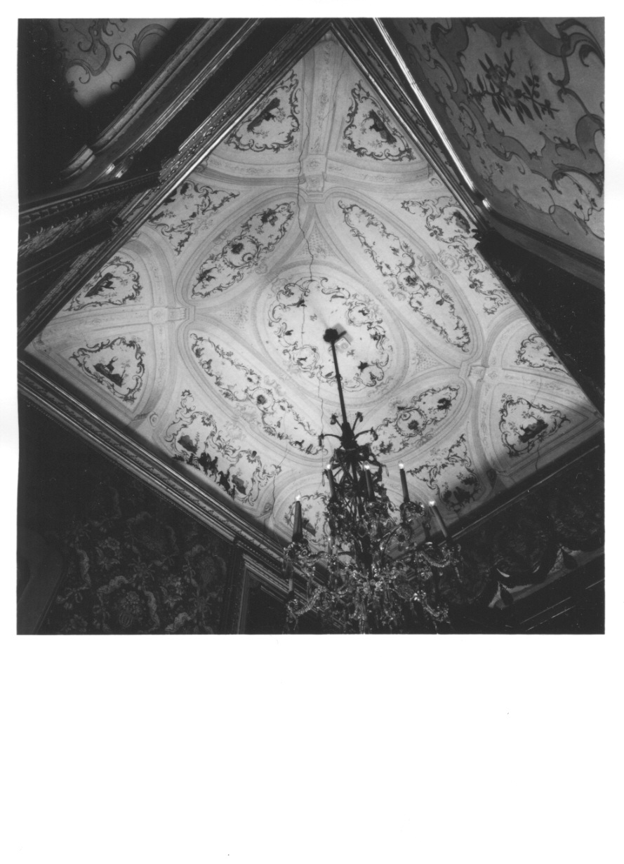 CACCIA AL CERVO (soffitto dipinto, opera isolata) di Alberoni Giovanni Battista (terzo quarto sec. XVIII)