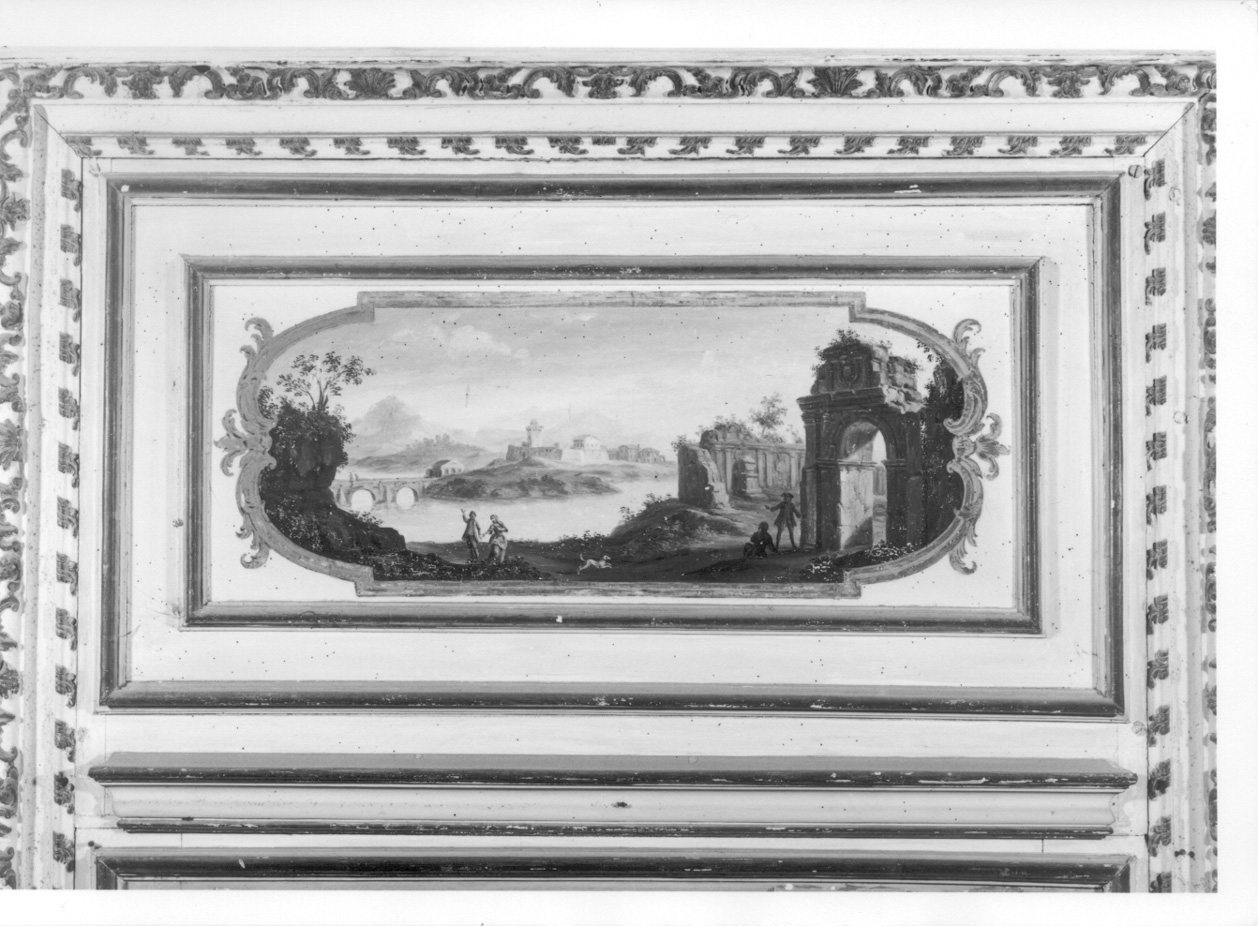 paesaggio fluviale (sovrapporta, opera isolata) di Alberoni Giovanni Battista - ambito piemontese (metà sec. XVIII)