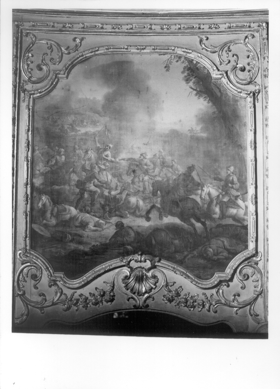 SCENA DI BATTAGLIA (sovrapporta, opera isolata) di Olivero Pietro Domenico (metà sec. XVIII)