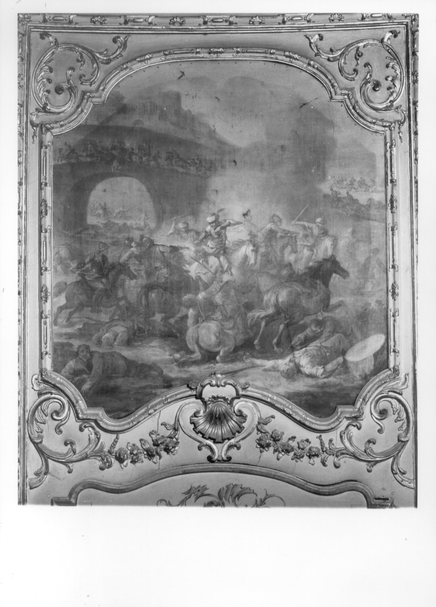 SCENA DI BATTAGLIA (sovrapporta, opera isolata) di Olivero Pietro Domenico (metà sec. XVIII)