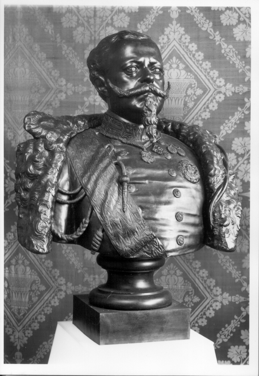 busto ritratto di Vittorio Emanuele II re d'Italia (busto, opera isolata) di Boggio Colla Ditta (terzo quarto sec. XIX)