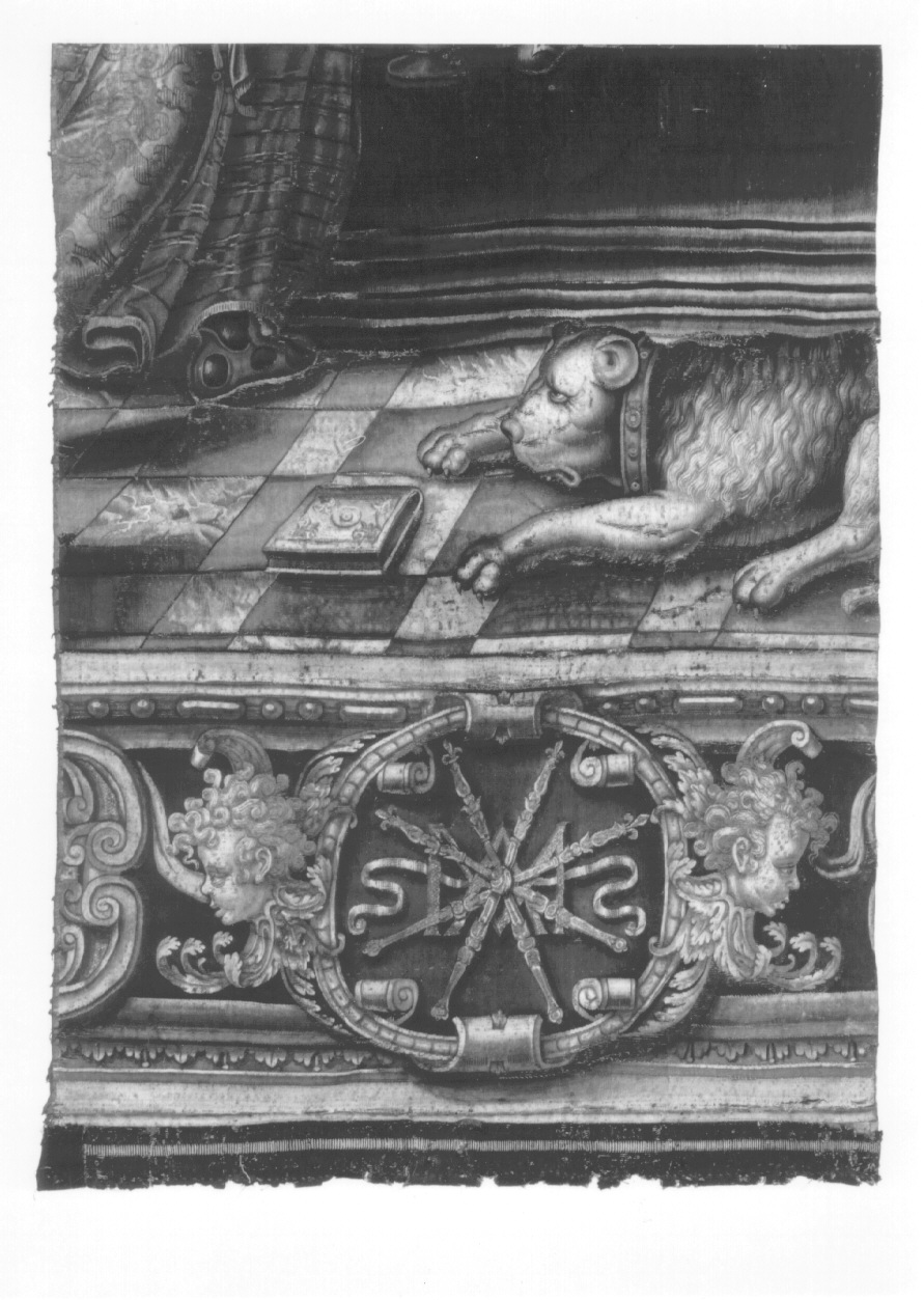 L'educazione del giovane re (arazzo, frammento) di De Maecht Philippe, Caron Antoine, Lerambert Henri (e aiuti) - manifattura di Faubourg Saint-Marcel (primo quarto sec. XVII)