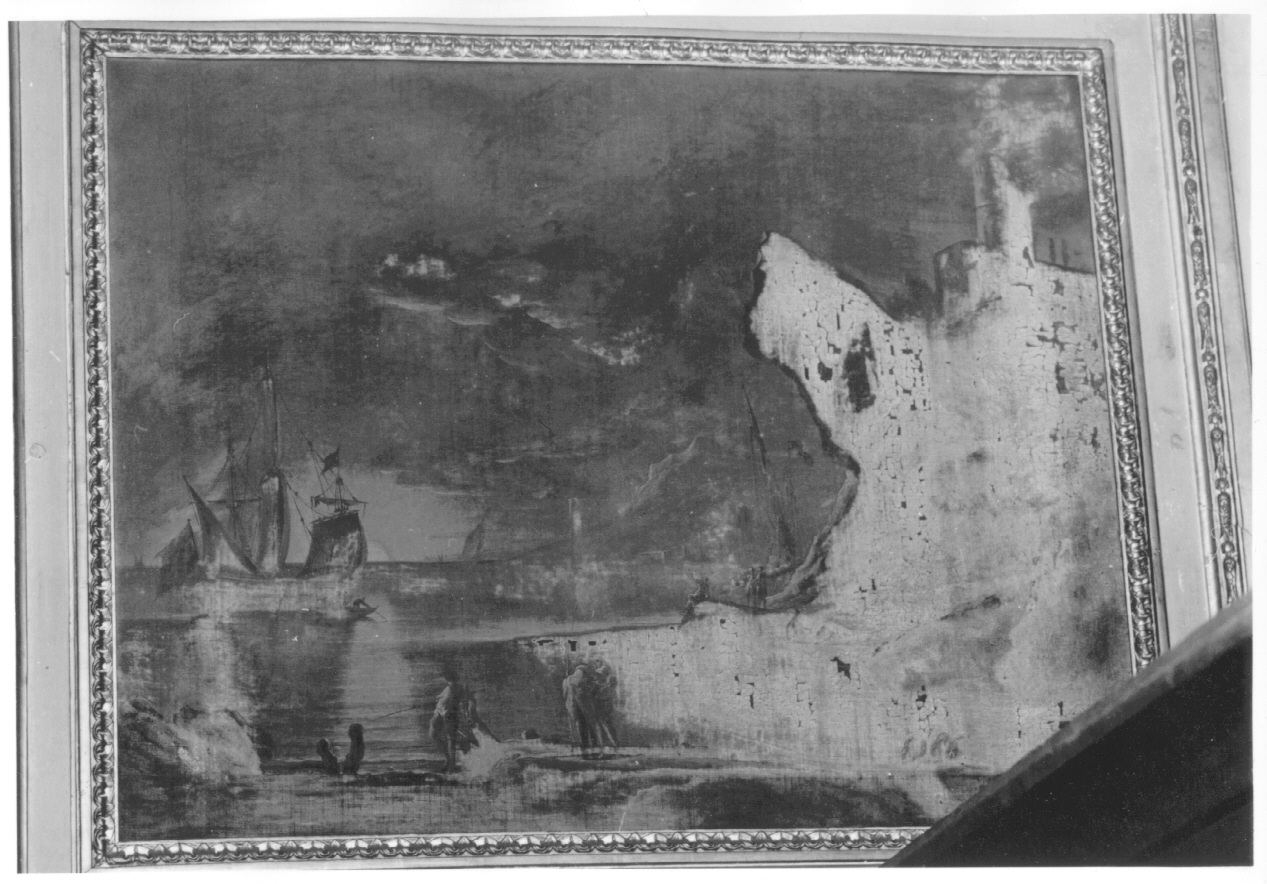 marina con barche (sovrapporta, ciclo) di Antoniani Paolo Maria (ultimo quarto sec. XVIII)