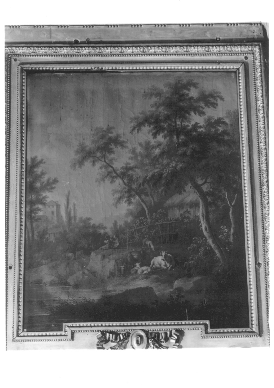 paesaggio con animali (sovrapporta, ciclo) di Cignaroli Vittorio Amedeo (ultimo quarto sec. XVIII)