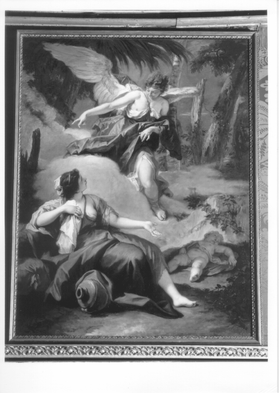 Agar e Ismaele nel deserto confortati dall'angelo (sovrapporta, opera isolata) di Ricci Sebastiano (primo quarto sec. XVIII)