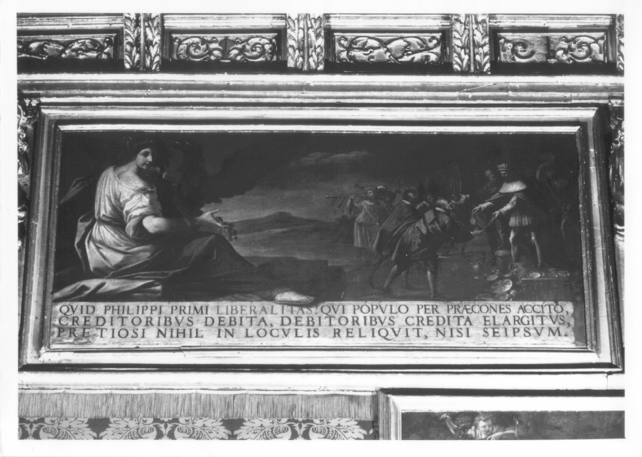 allegoria della liberalità di Filippo I di Savoia (dipinto, opera isolata) - ambito piemontese (terzo quarto sec. XVII)