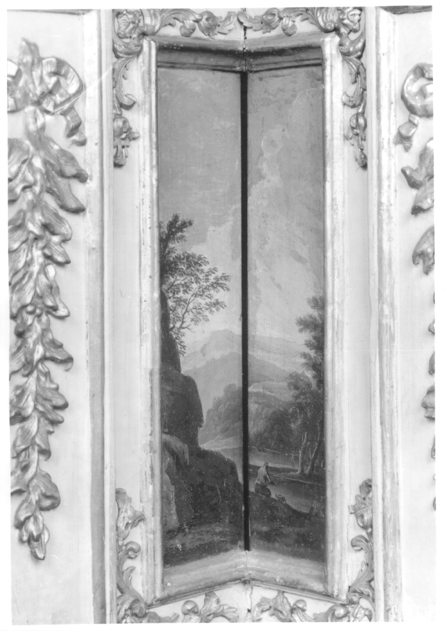 paesaggio con alberi e figure (dipinto, elemento d'insieme) di Cignaroli Scipione (secondo quarto sec. XVIII)