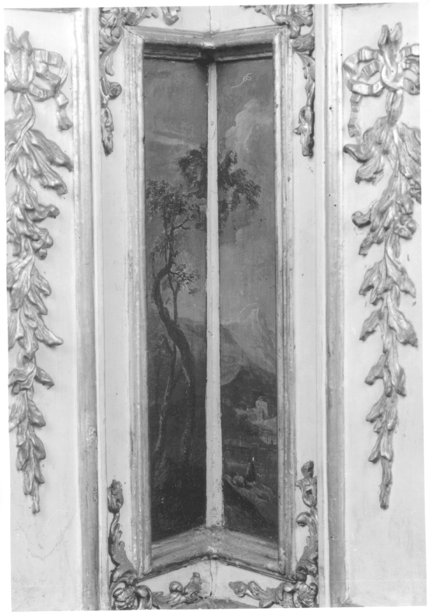 paesaggio con alberi e figure (dipinto, elemento d'insieme) di Cignaroli Scipione (secondo quarto sec. XVIII)