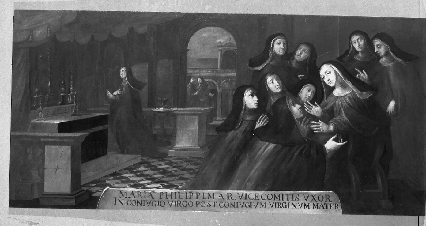 Maria di Savoia in un convento (dipinto, opera isolata) di Gherardini Melchiorre detto Ceranino (attribuito) (terzo quarto sec. XVII)