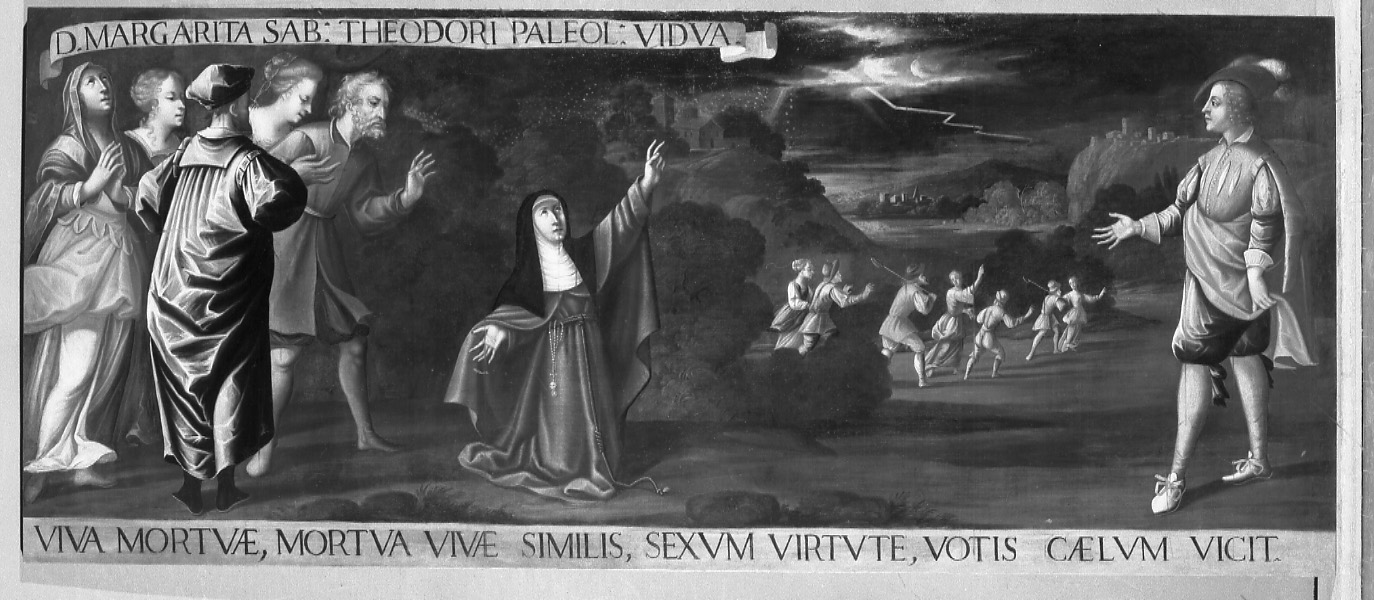 Margherita di Savoia vedova di Teodoro Paleologo si fa monaca (dipinto, opera isolata) - ambito piemontese (terzo quarto sec. XVII)