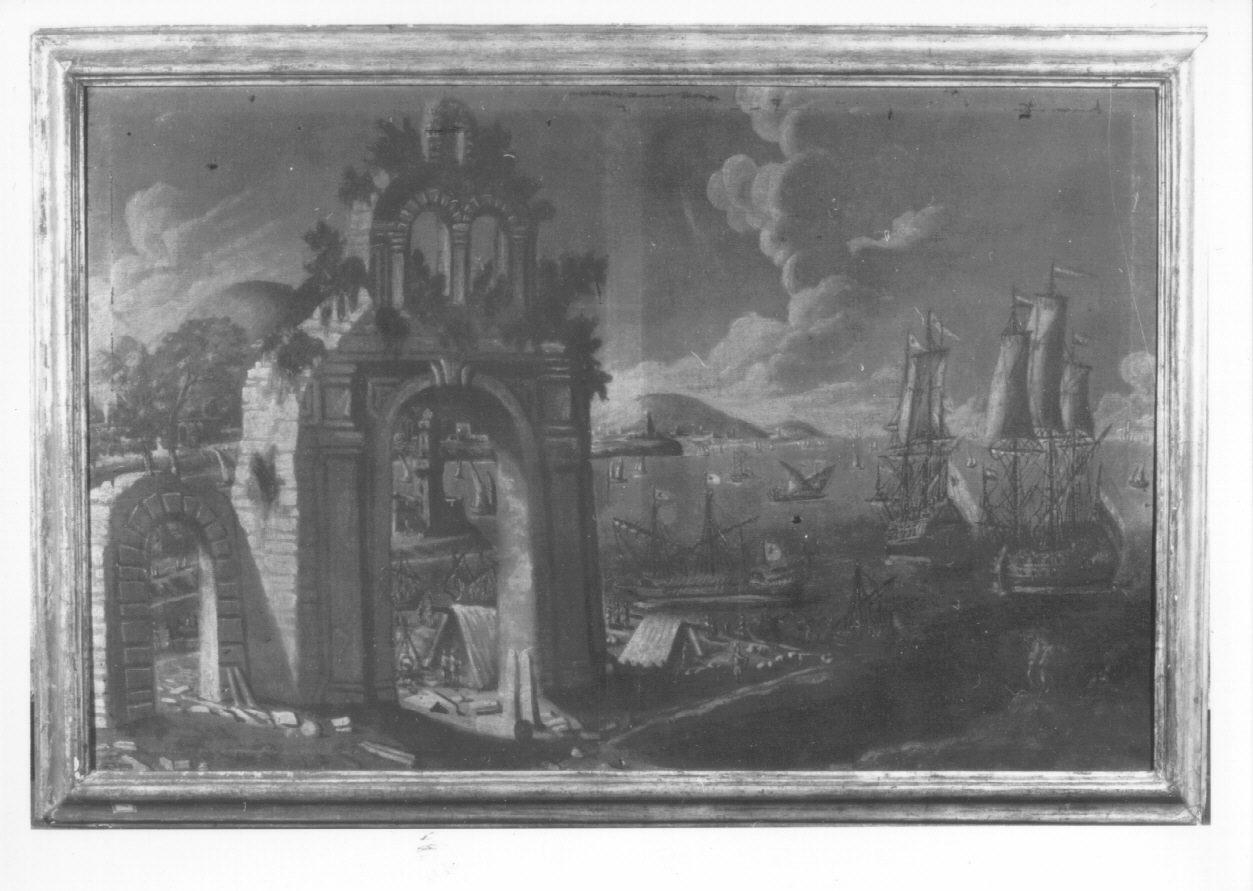 marina con barche (dipinto, opera isolata) - ambito piemontese (sec. XVIII)