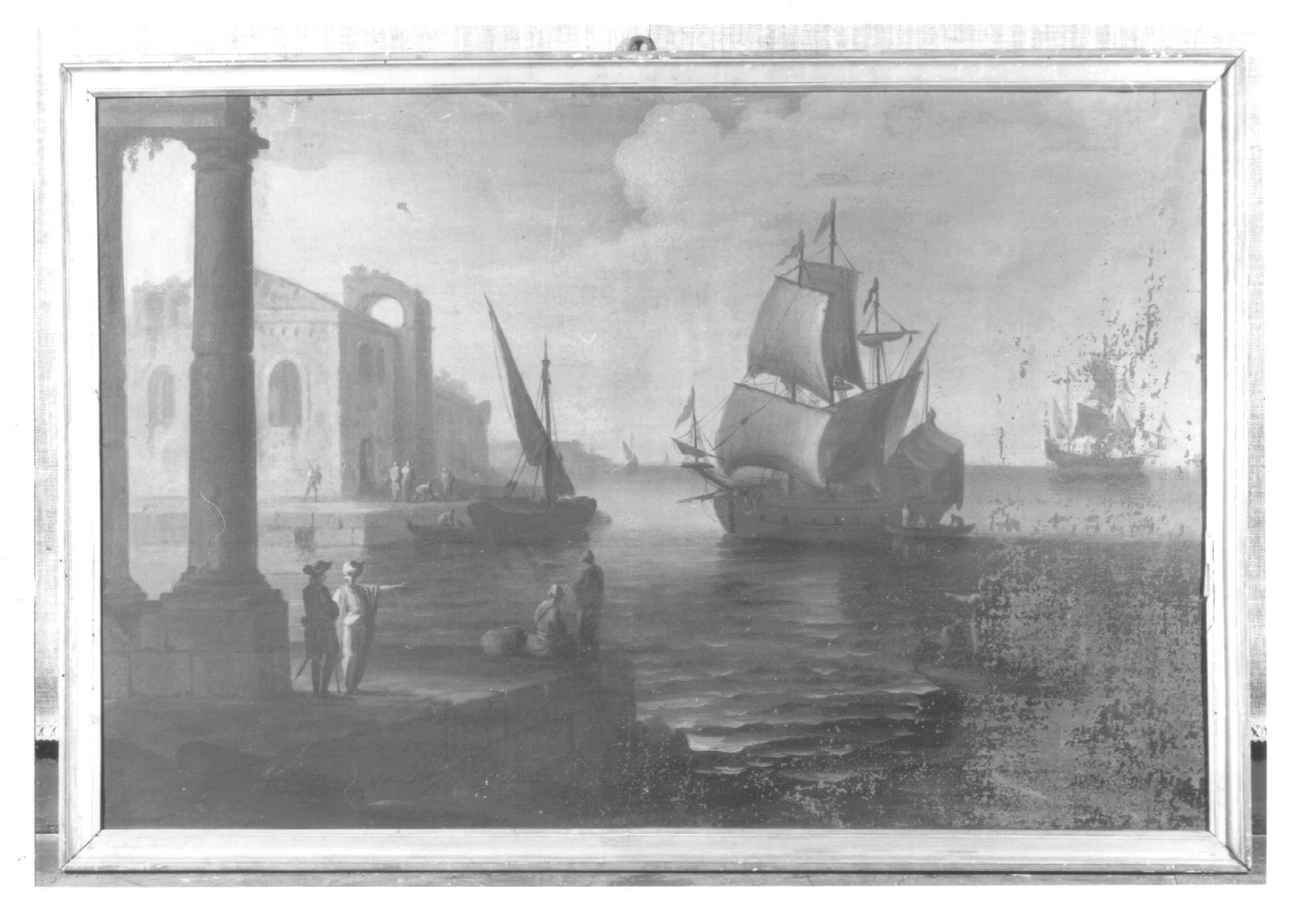 marina con barche (dipinto, opera isolata) - ambito piemontese (sec. XVIII)