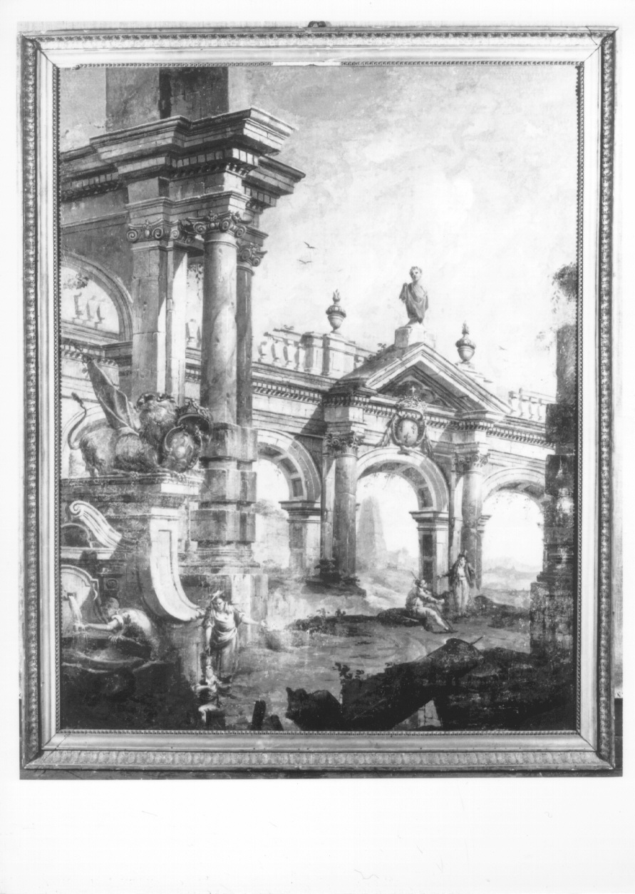 paesaggio con rovine (dipinto, opera isolata) - ambito italiano (sec. XVIII)