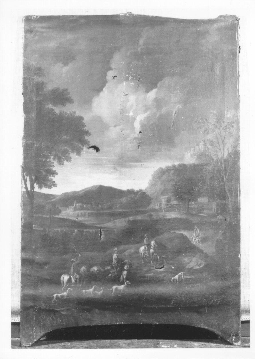 scena di caccia (sovrapporta, opera isolata) - ambito piemontese (sec. XVIII)
