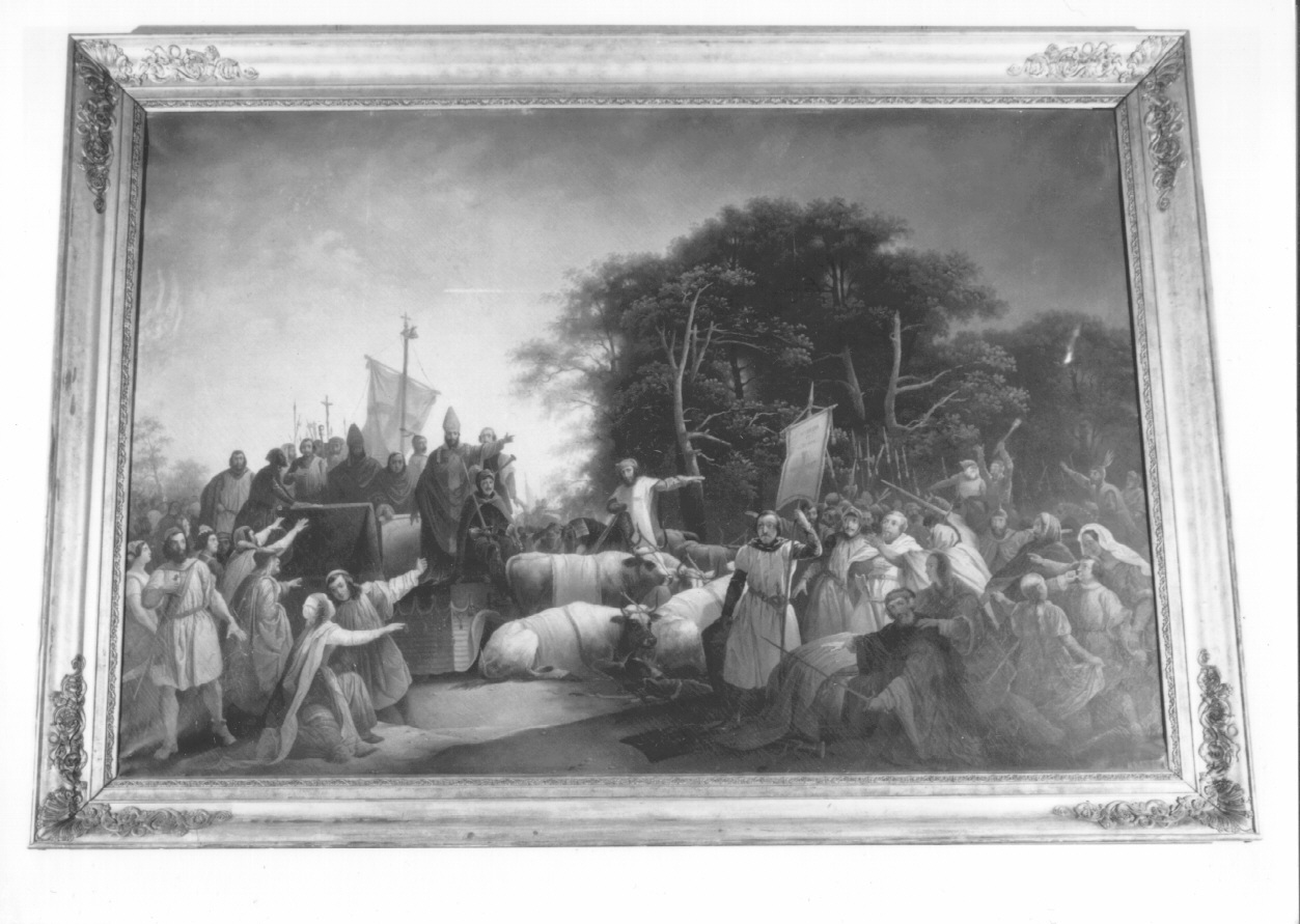 IL CARROCCIO (IL POPOLO CHE DEVE FONDARE ALESSANDRIA), fondazione di Alessandria (dipinto, opera isolata) di Balbiano Eugenio (metà sec. XIX)