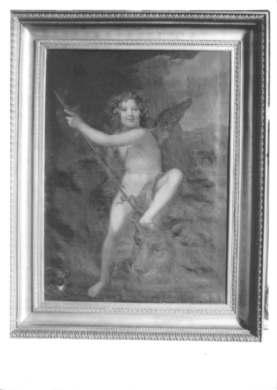 Bacco giovane doma un leone (dipinto, opera isolata) di Cavalleri Ferdinando (secondo quarto sec. XIX)