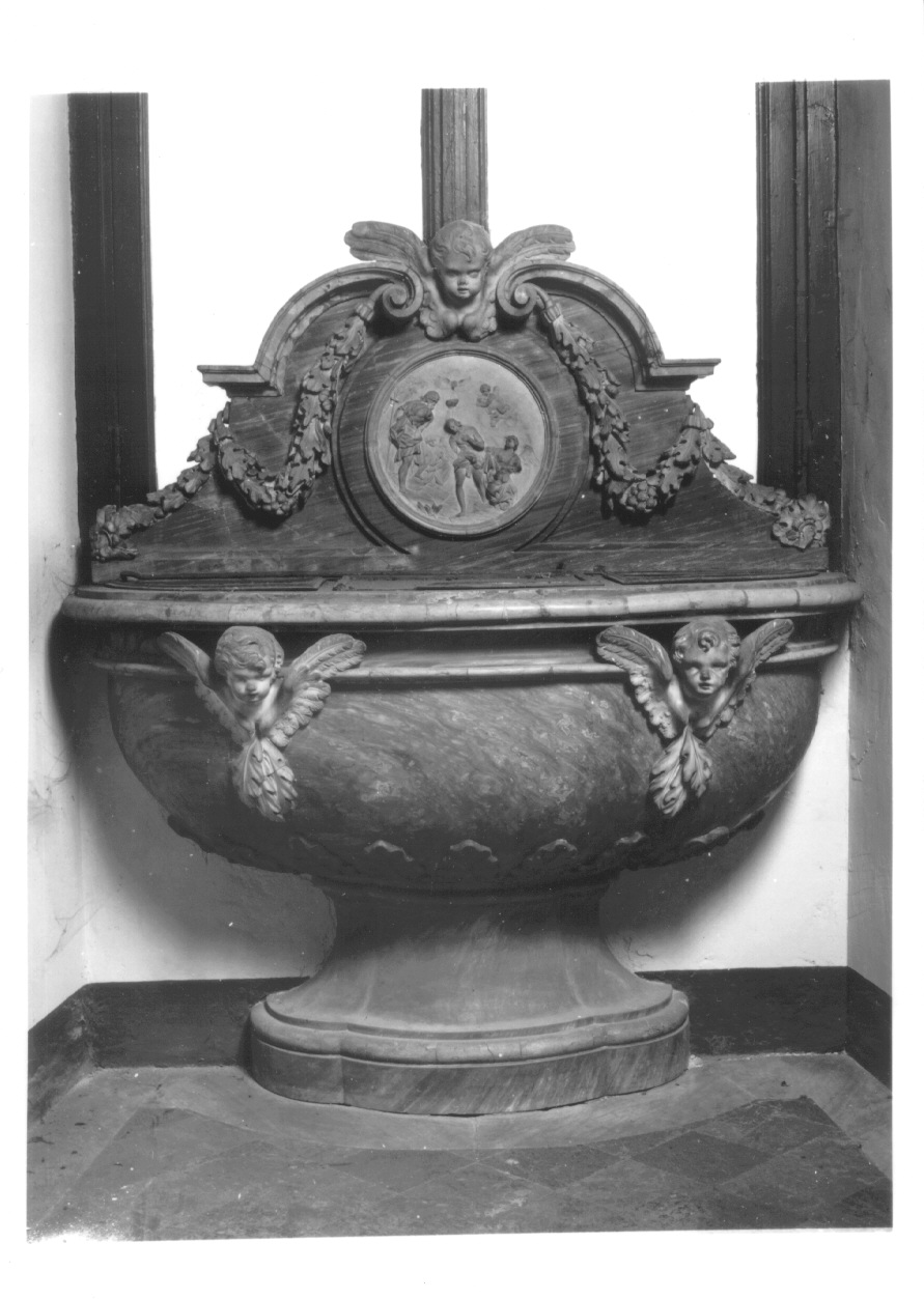 battesimo di Cristo (fonte battesimale, opera isolata) - ambito piemontese (sec. XVIII)