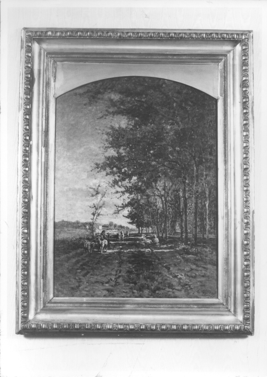 Mattino, paesaggio con alberi (dipinto, opera isolata) di Reycend Enrico (ultimo quarto sec. XIX)