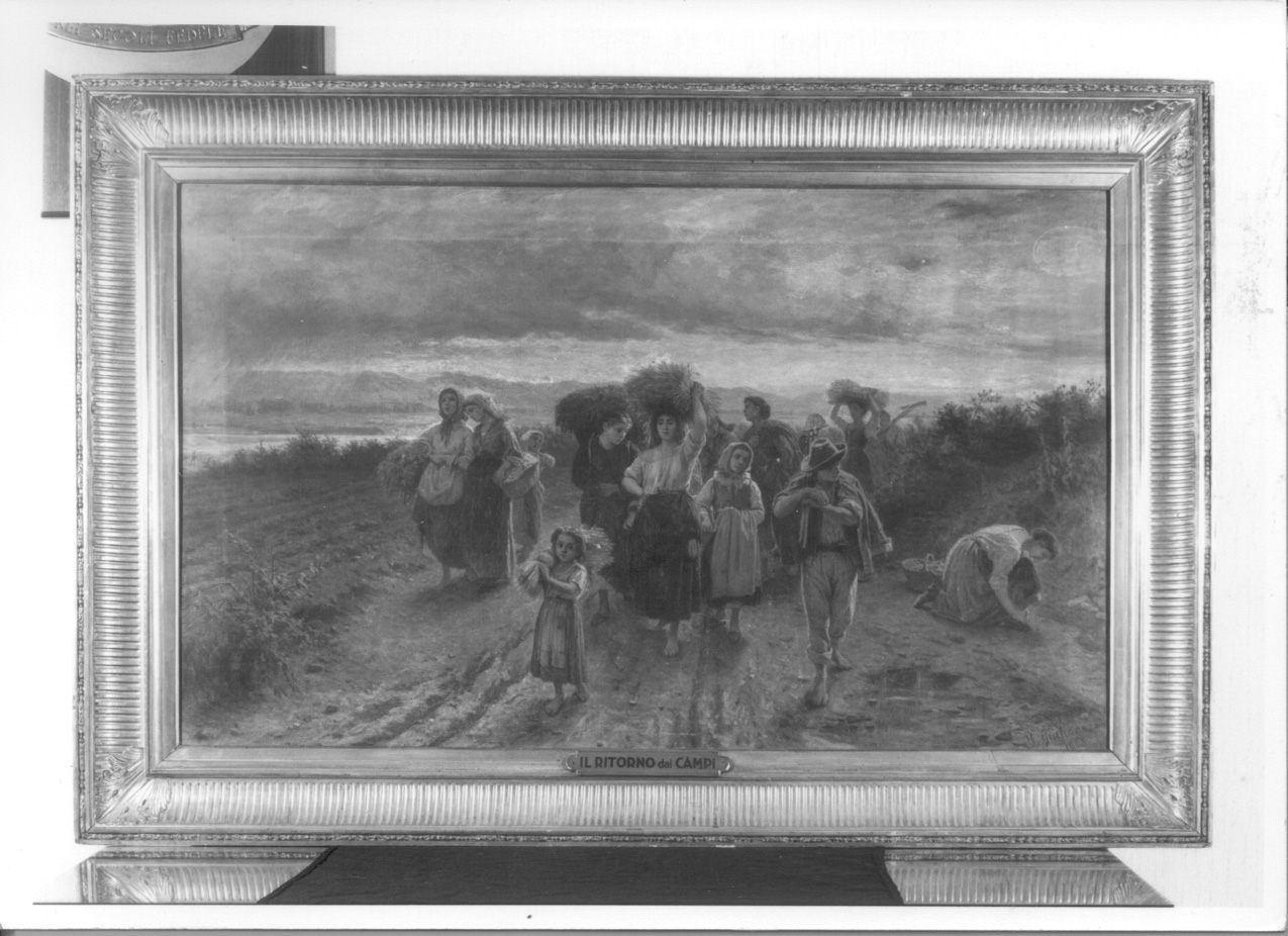 Il ritorno dai campi, scena campestre con figure (dipinto, opera isolata) di Giuliano Bartolomeo (terzo quarto sec. XIX)