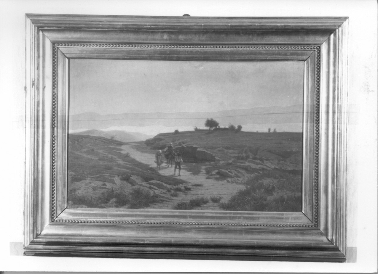 Sul colle del Sestriere, veduta del Colle del Sestriere (dipinto, opera isolata) di Bertea Ernesto (terzo quarto sec. XIX)