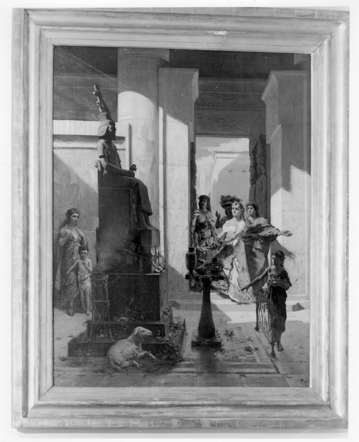 Offerte al nume, sacrificio in un tempio egizio (dipinto, opera isolata) di Raimond Ludovico (ultimo quarto sec. XIX)