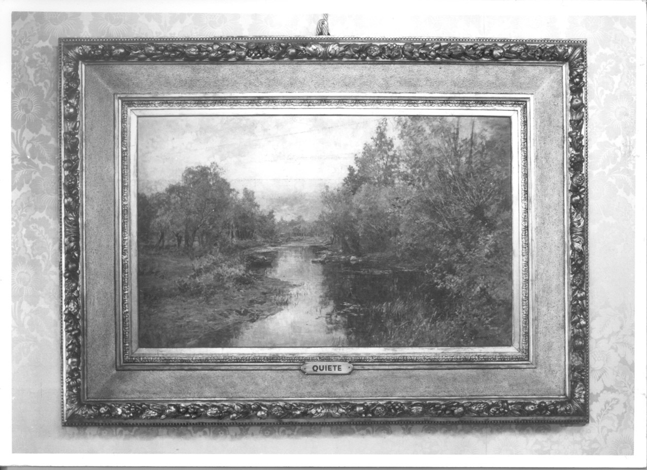 Quiete, paesaggio fluviale (dipinto, opera isolata) di Gignous Eugenio (ultimo quarto sec. XIX)