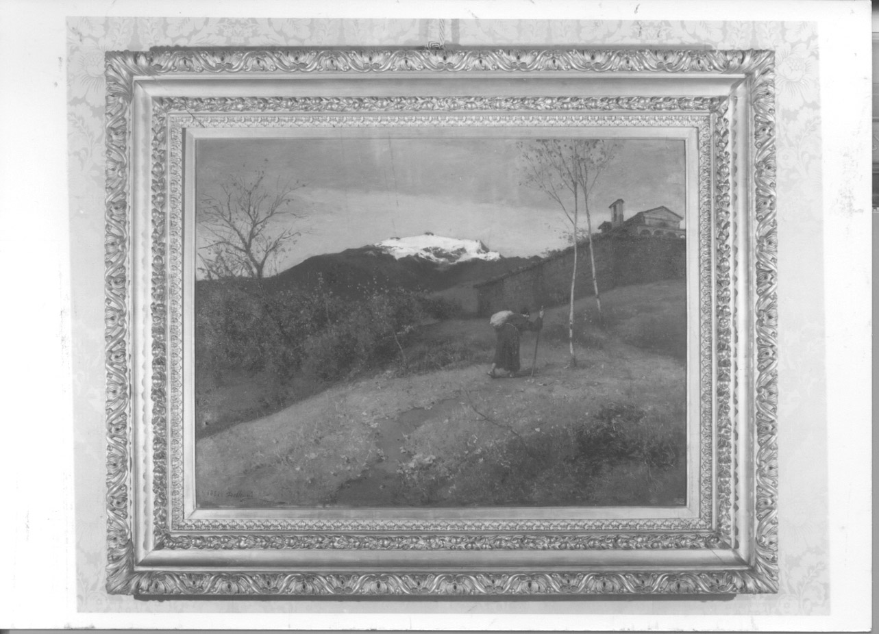 Romitaggio, paesaggio con architetture (dipinto, opera isolata) di Delleani Lorenzo (ultimo quarto sec. XIX)
