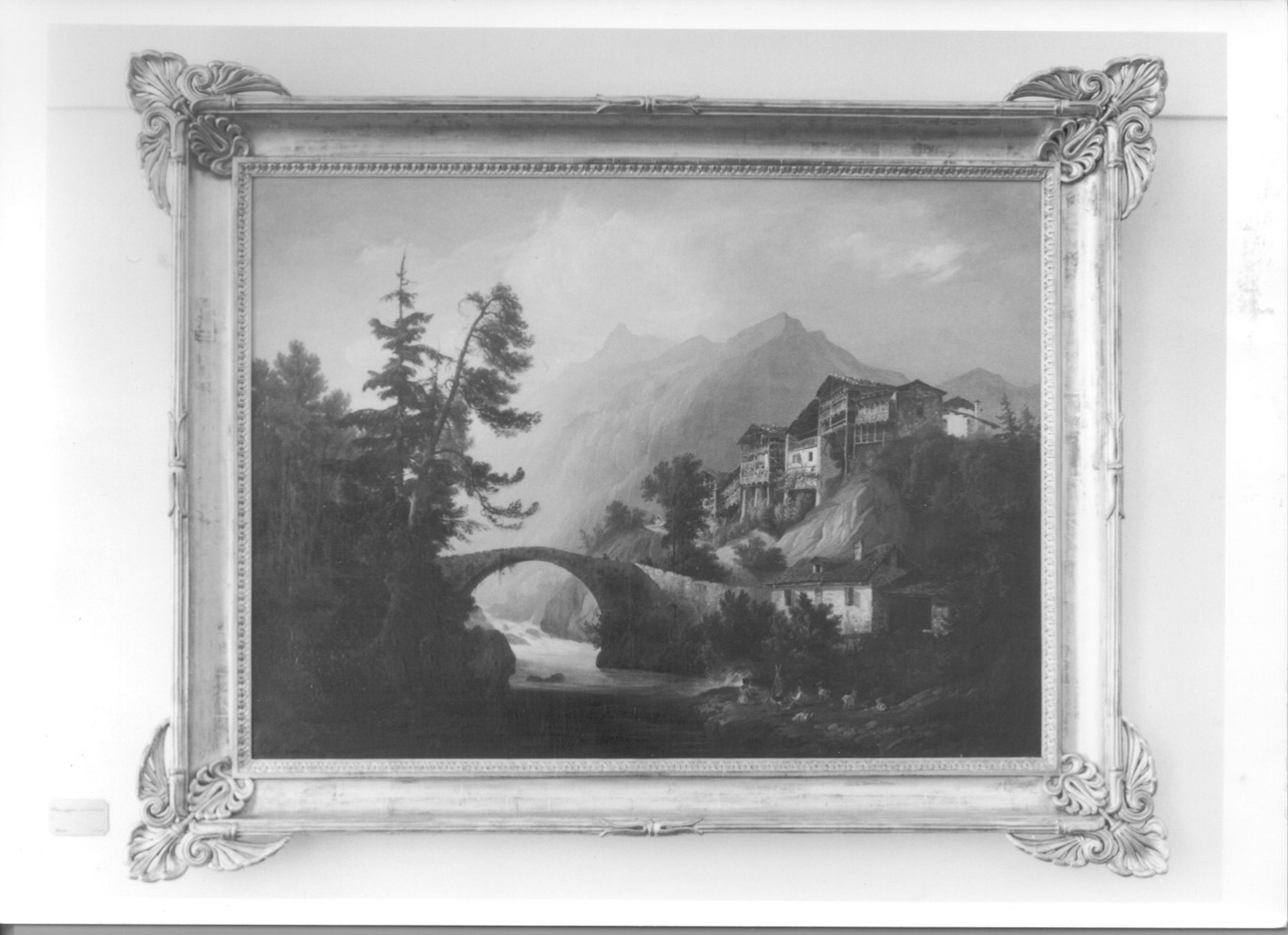 Paesaggio montano, paesaggio montano (dipinto, opera isolata) di Gonin Enrico (secondo quarto sec. XIX)