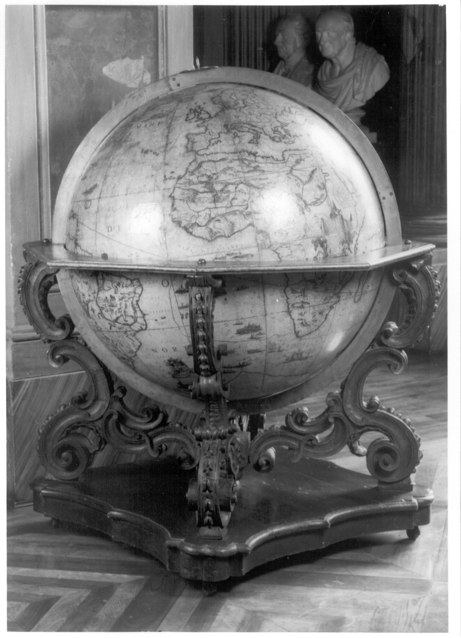 globo terrestre (mappamondo, elemento d'insieme) di Coronelli Vincenzo (ultimo quarto sec. XVII)