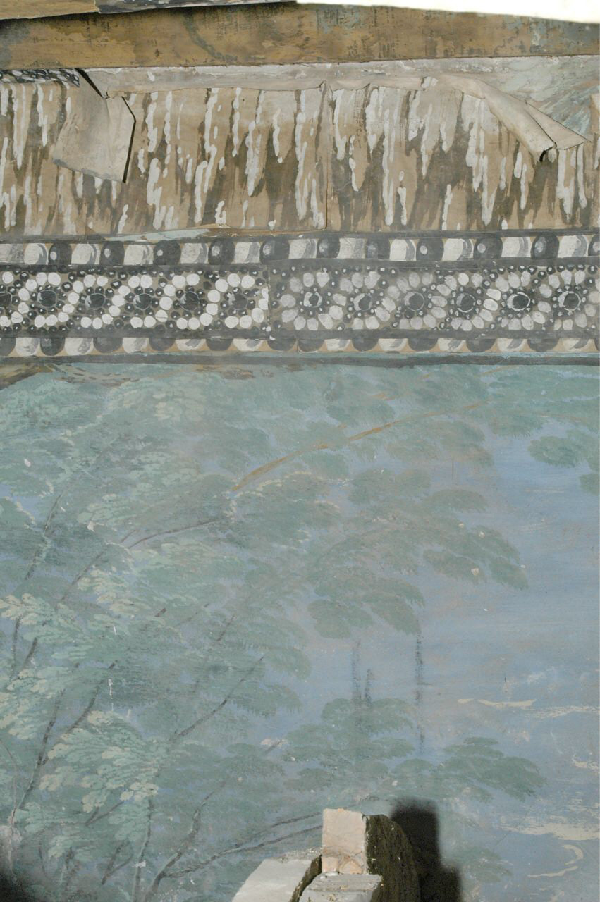 paesaggio con alberi e segni zodiacali (decorazione pittorica, elemento d'insieme) di Casella Andrea (attribuito) (sec. XVII)
