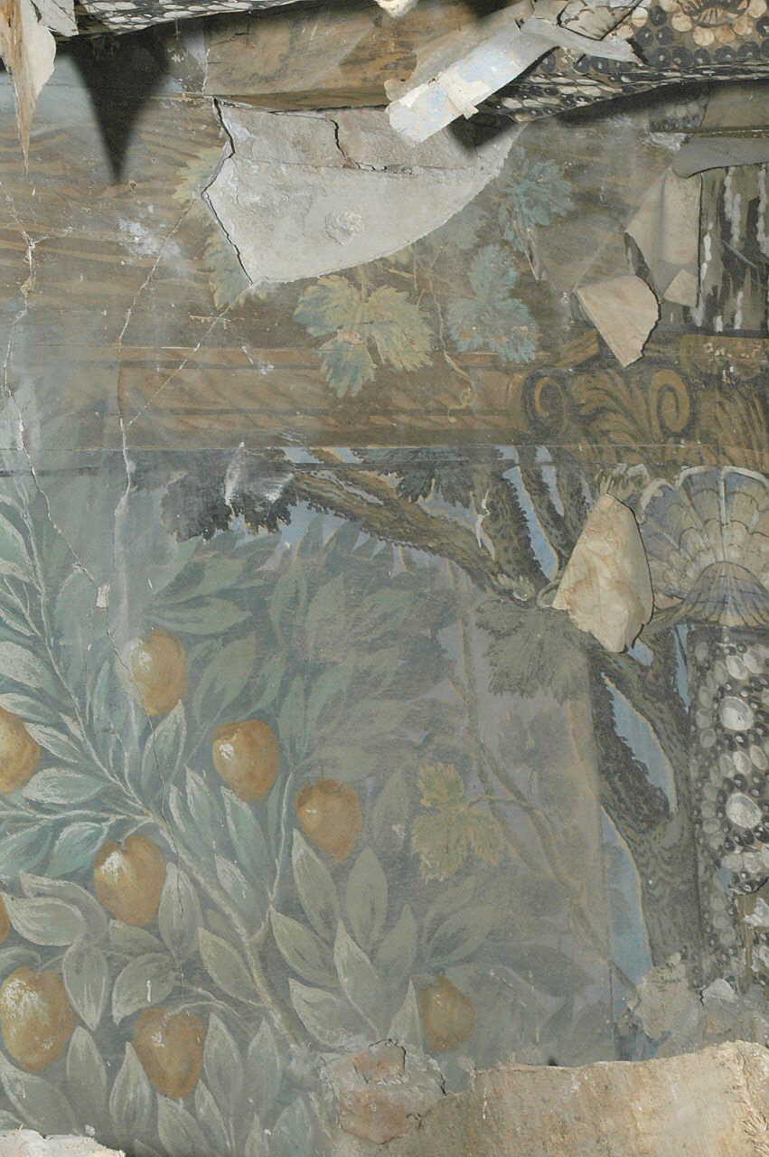 paesaggio con alberi e segni zodiacali (decorazione pittorica, elemento d'insieme) di Casella Andrea (attribuito) (sec. XVII)