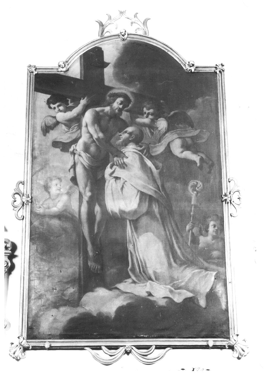 SAN BERNARDO CHE ABBRACCIA CRISTO CROCIFISSO (dipinto, opera isolata) di Nepote Ignazio (terzo quarto sec. XVIII)