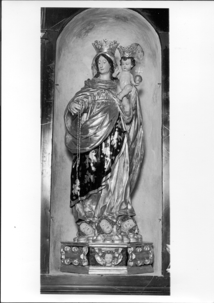 Madonna del Rosario (gruppo scultoreo, opera isolata) di Tiberino Bartolomeo (secondo quarto, seconda metà sec. XVII, sec. XIX)